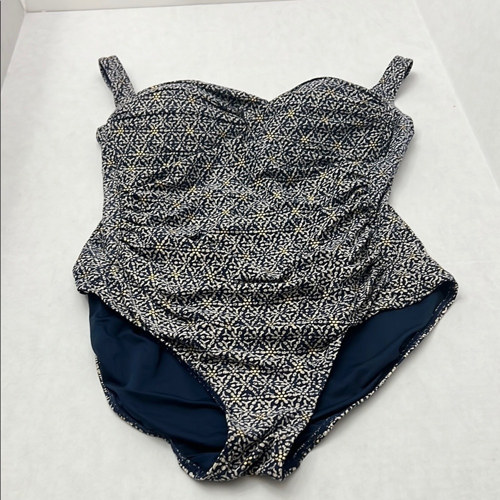 Women’s Navy Patterned One-Piece Swimsuit